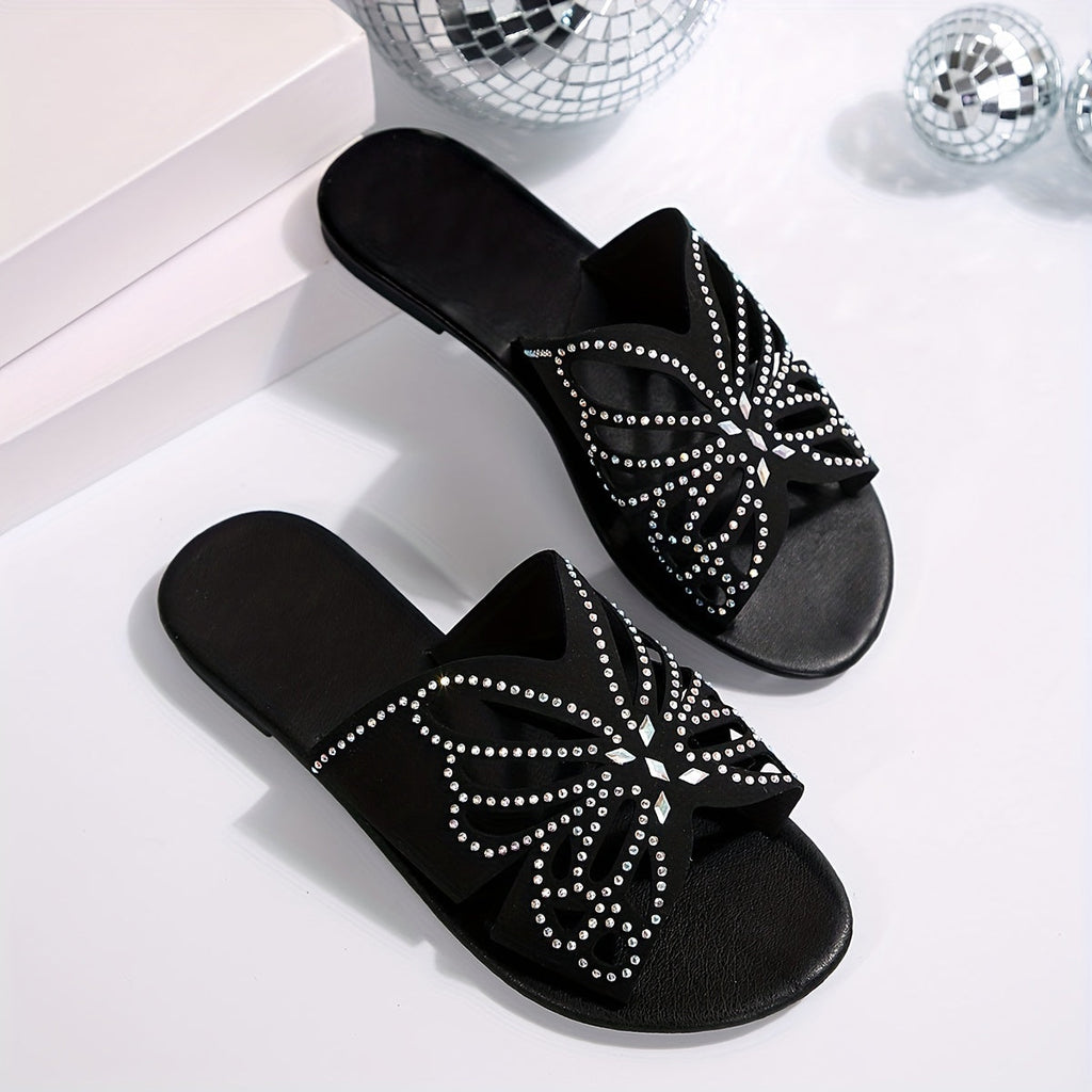 Faye | Sparkling Butterfly Slide Sandals