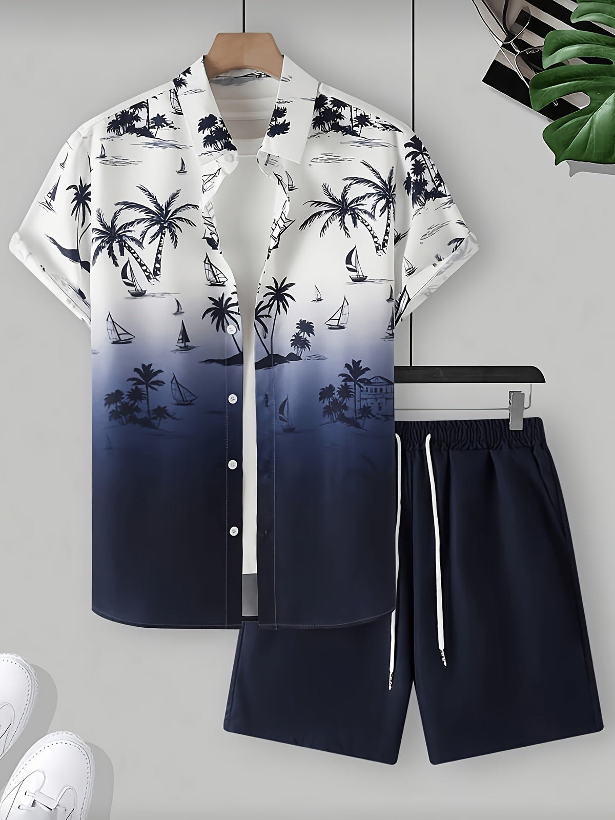 Garrett | Coastal Print Shirt and Shorts Set