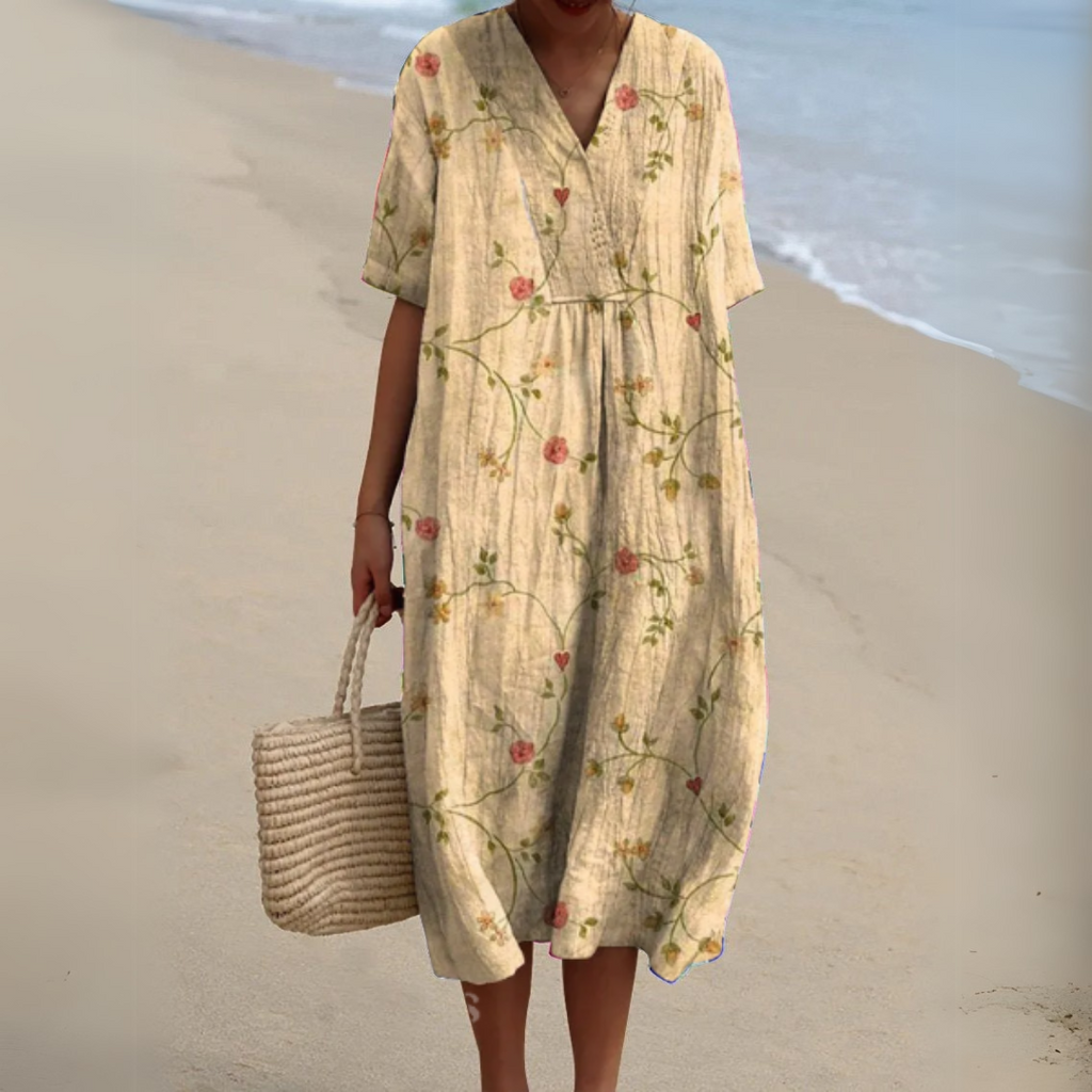 Stella | Elegant Floral V-Neck Dress