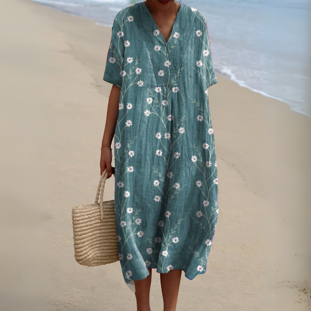 Stella | Elegant Floral V-Neck Dress