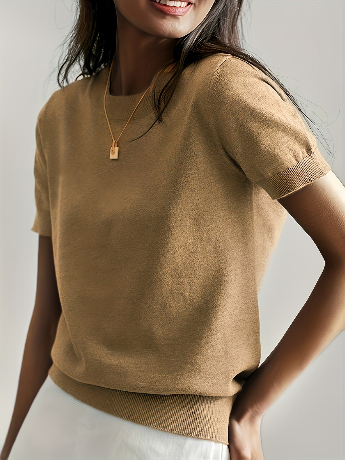 Harriet | Fine-Knit Short Sleeve Sweater