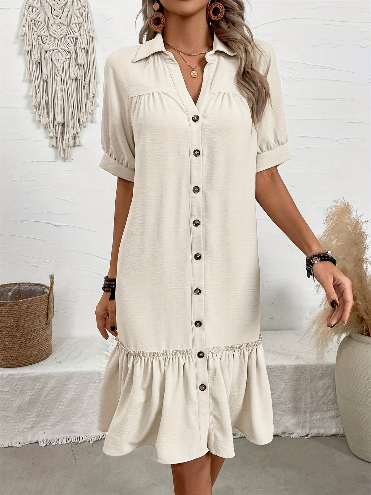 Maevelle | Buttoned Boho Midi Dress