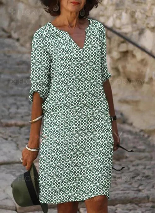 Celia | Vintage Split-Neck Summer Dress