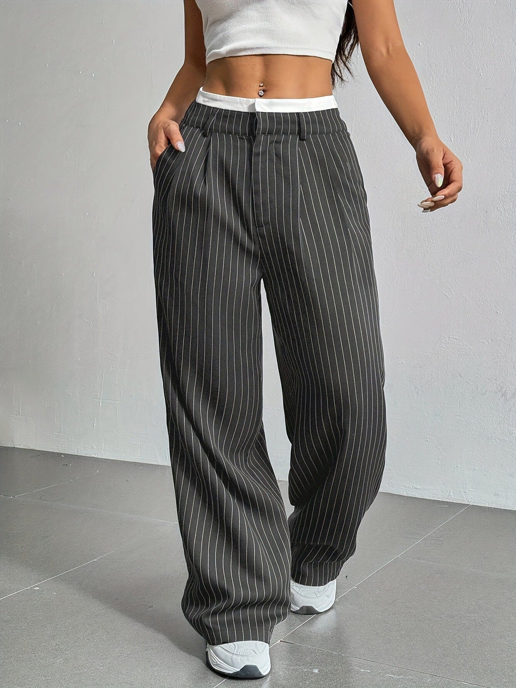 Grace | Casual Striped Wide Pants