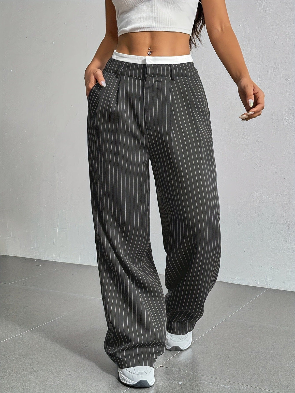 Grace | Casual Striped Wide Pants