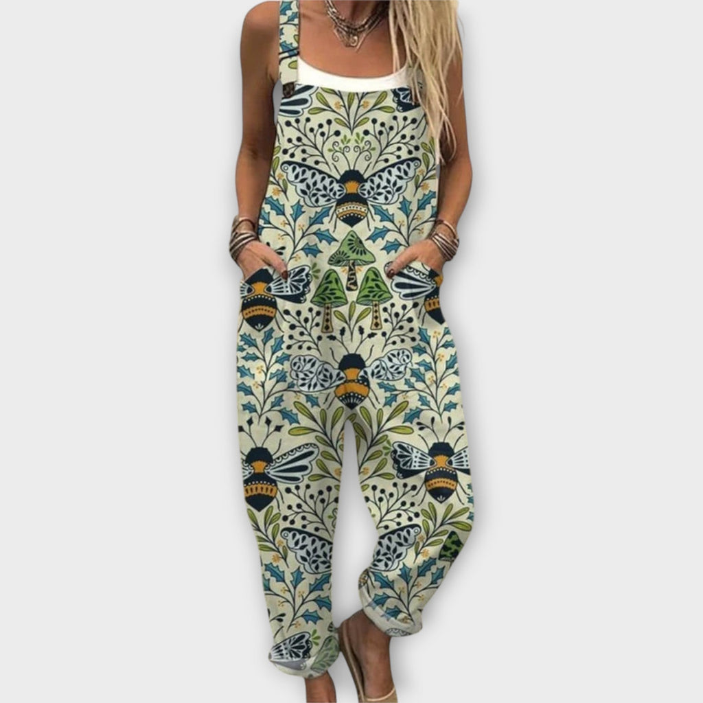 Noelle | Retro Elegant Floral Print Jumpsuit