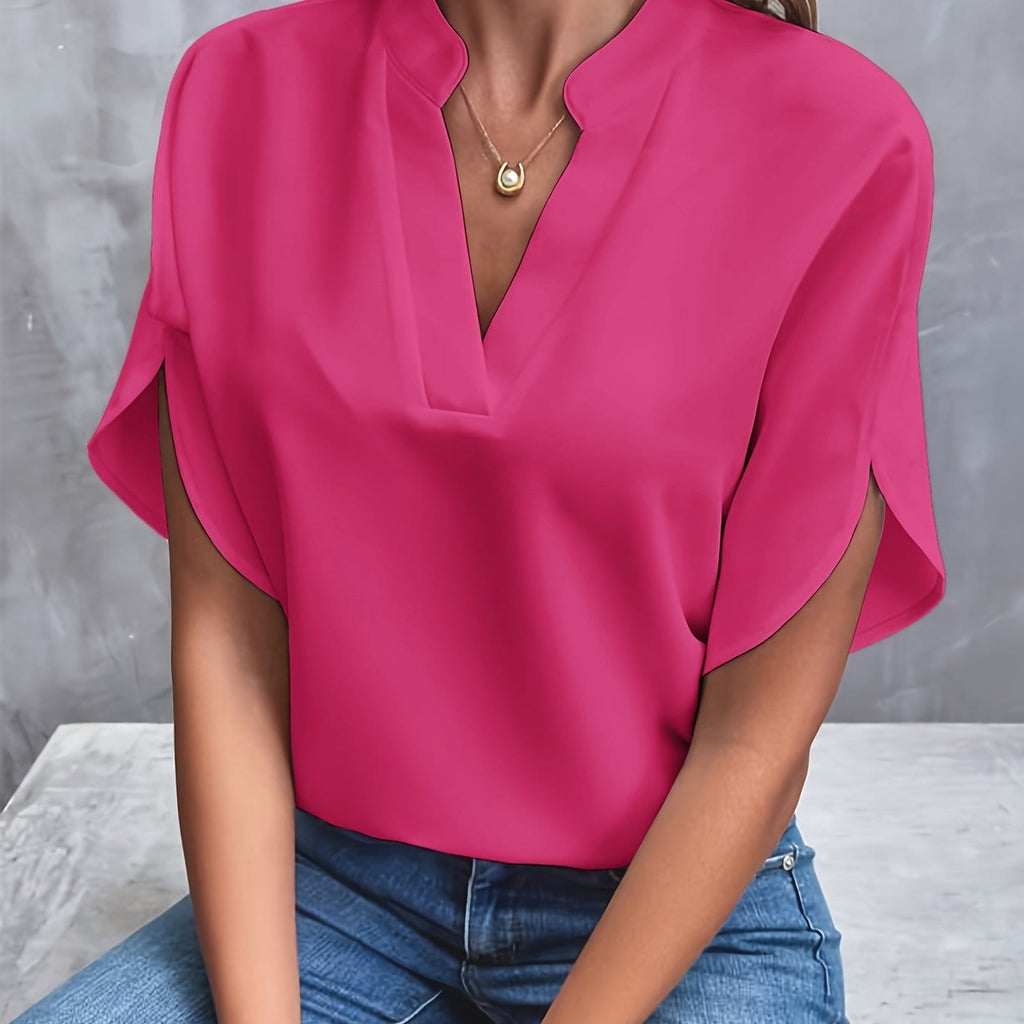 Nicole | Elegant Draped V-Neck Blouse