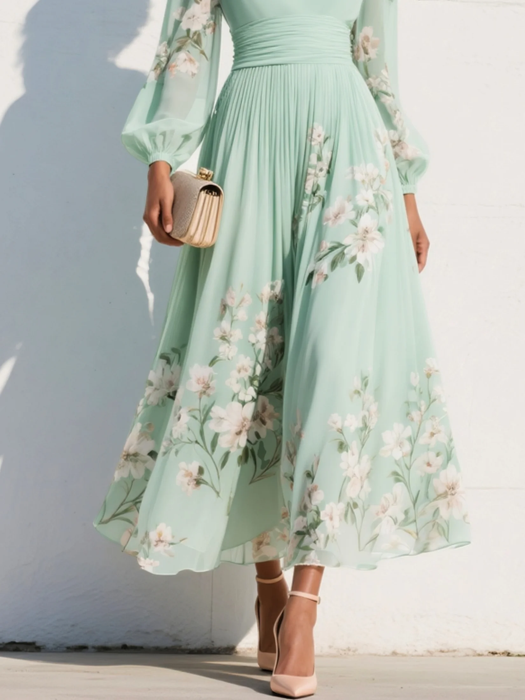 Monroe | V-Neck Chiffon Floral Midi Dress