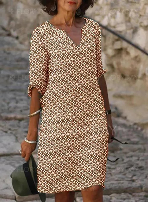 Celia | Vintage Split-Neck Summer Dress