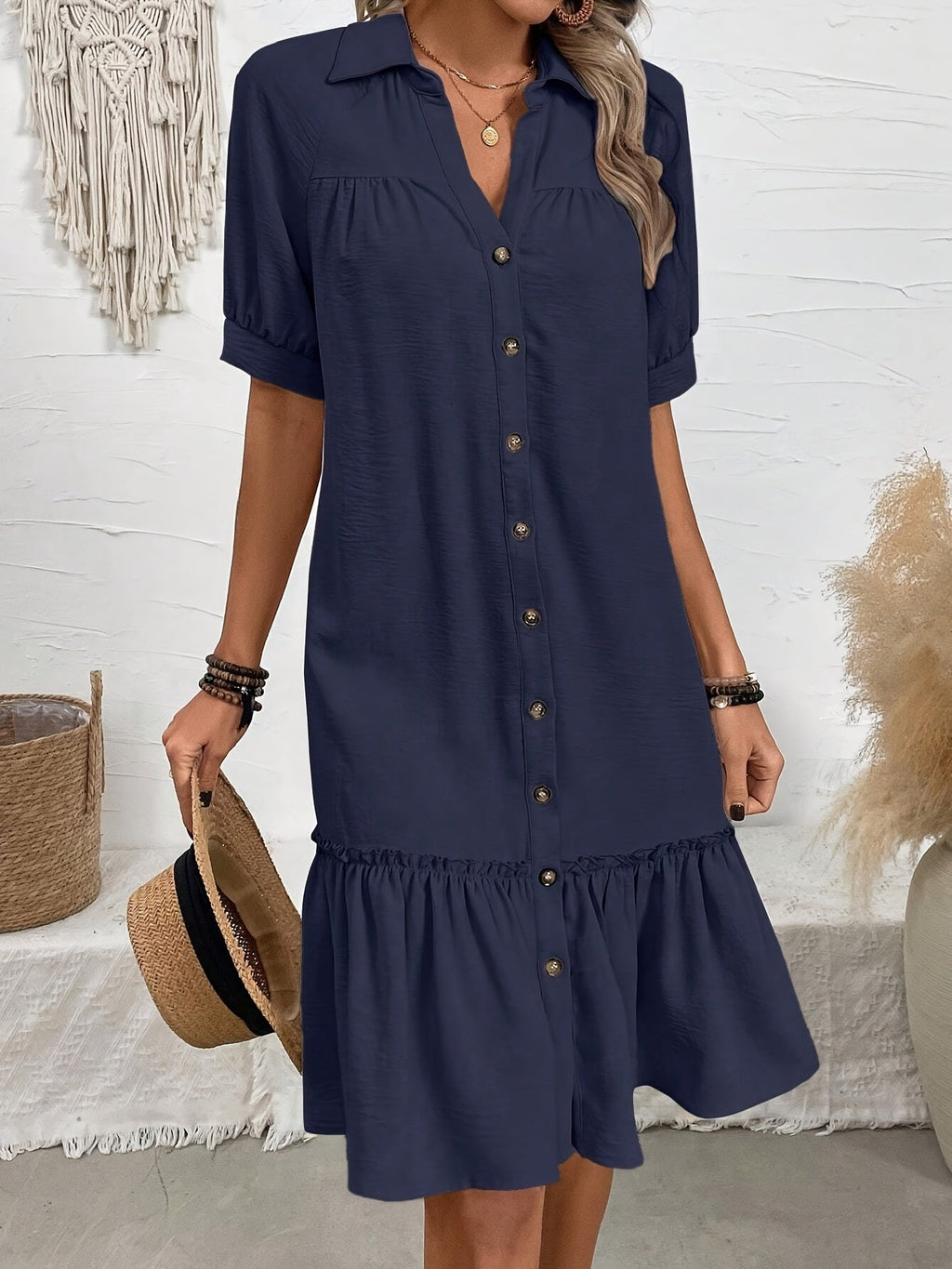 Maevelle | Buttoned Boho Midi Dress