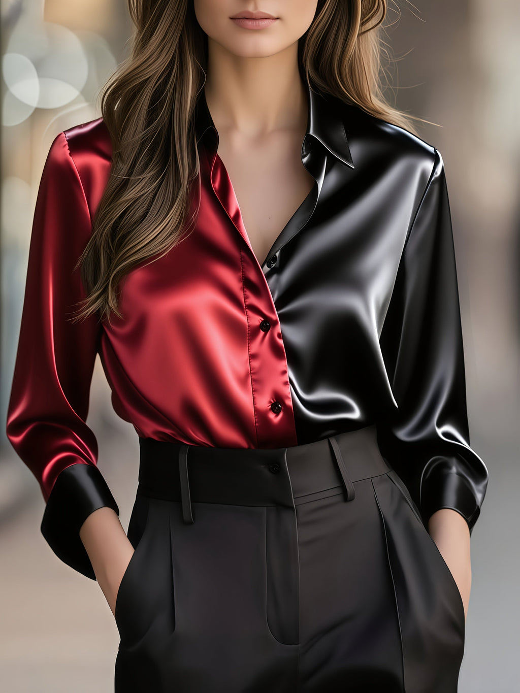 Helene | Refined Color-Block Blouse