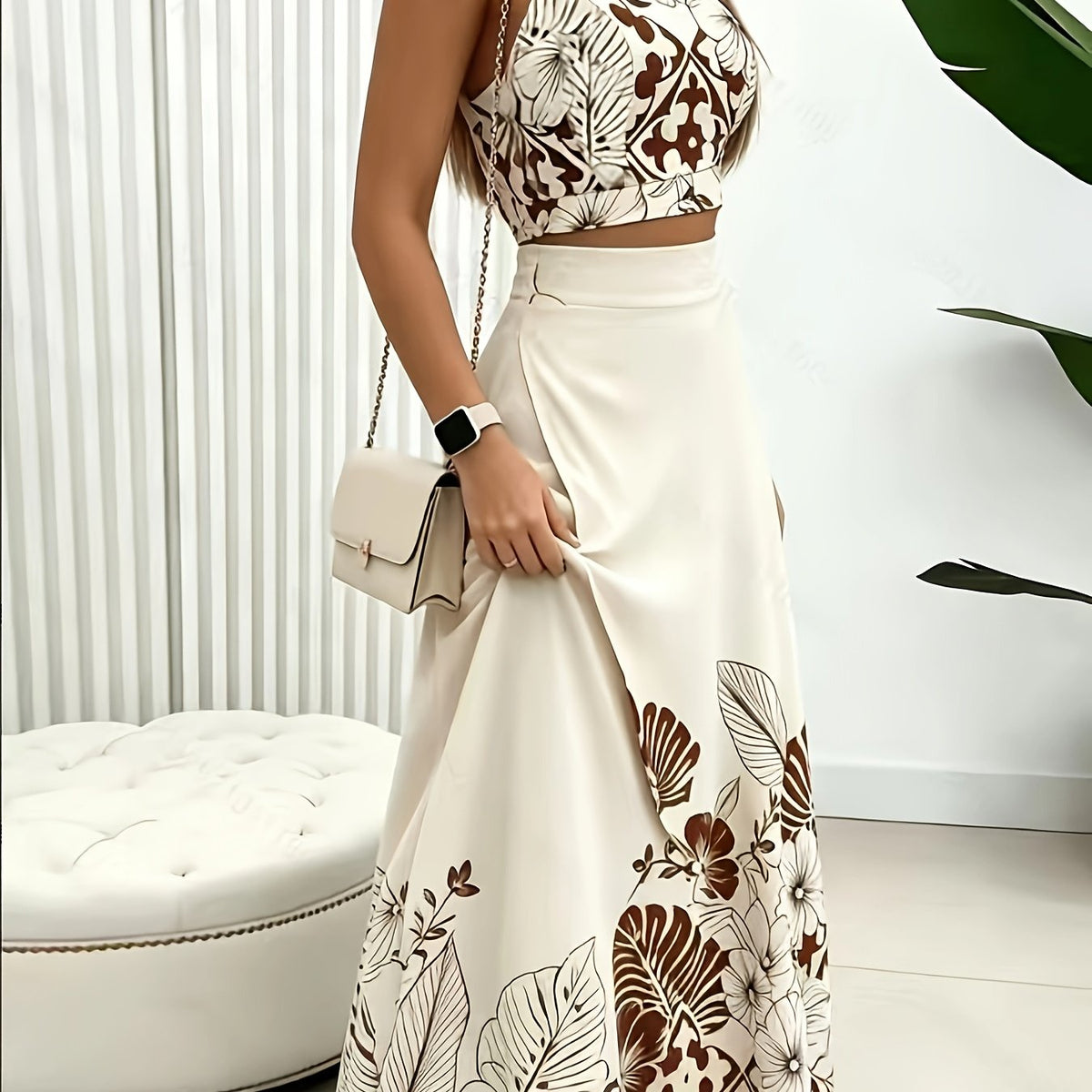 Maura | Tropical Print Two-Piece Skirt Set