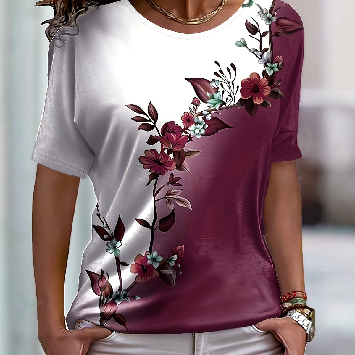 Lucille | Floral Round-Neck Top