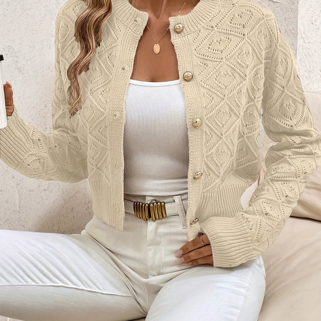 Della | Textured Button-Front Cardigan