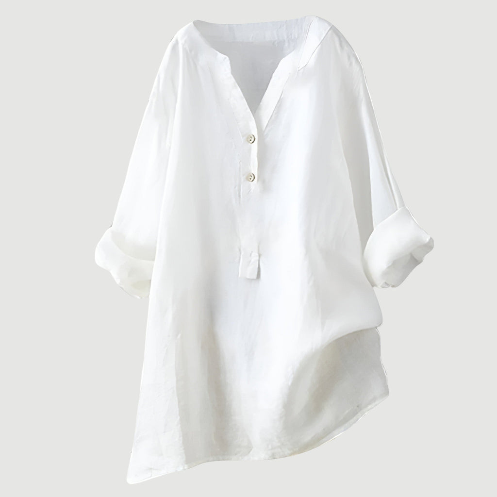 Carina | Refined V-Neck Button-Down Shirt