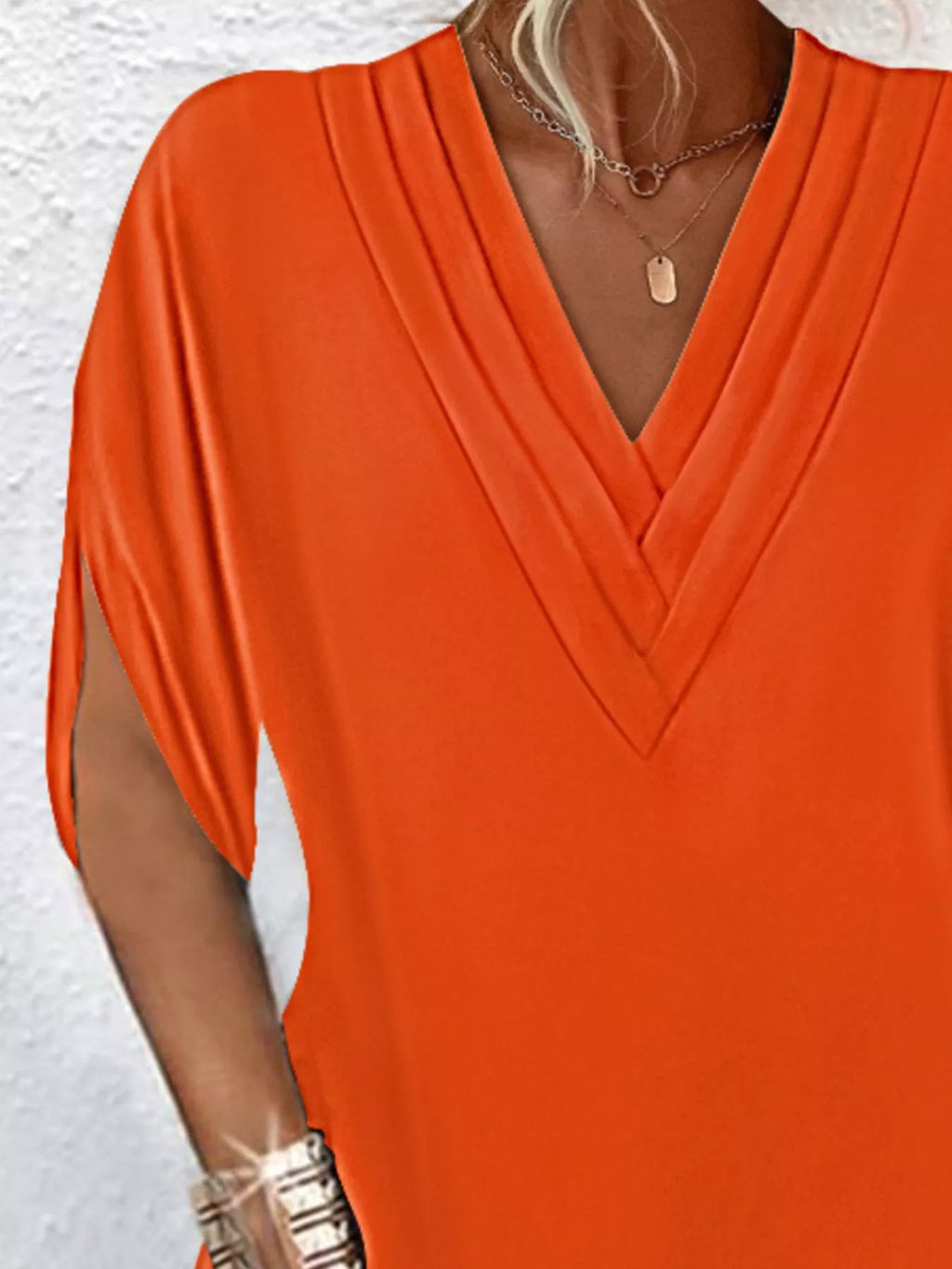 Emery | V-Neck Slit Sleeve Mini Dress