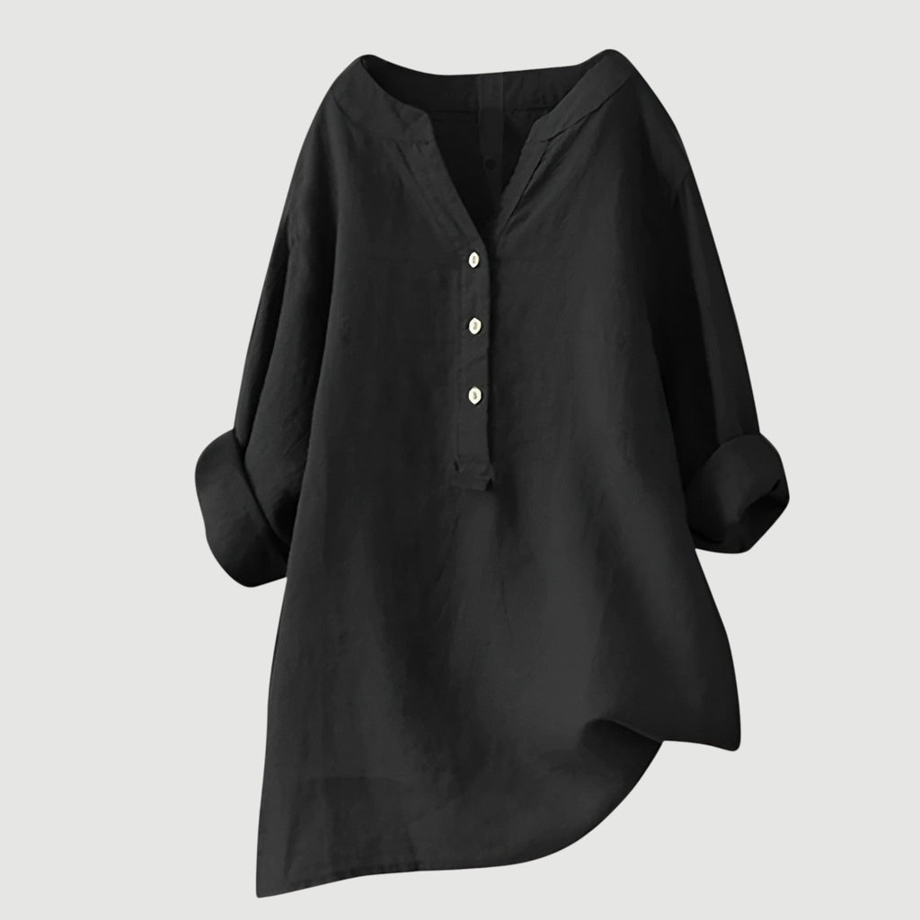 Carina | Refined V-Neck Button-Down Shirt