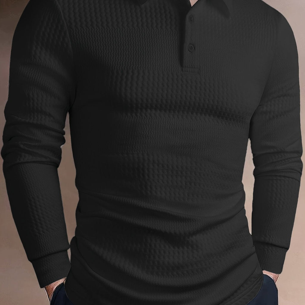 Fletcher | Textured Long-Sleeve Polo Shirt