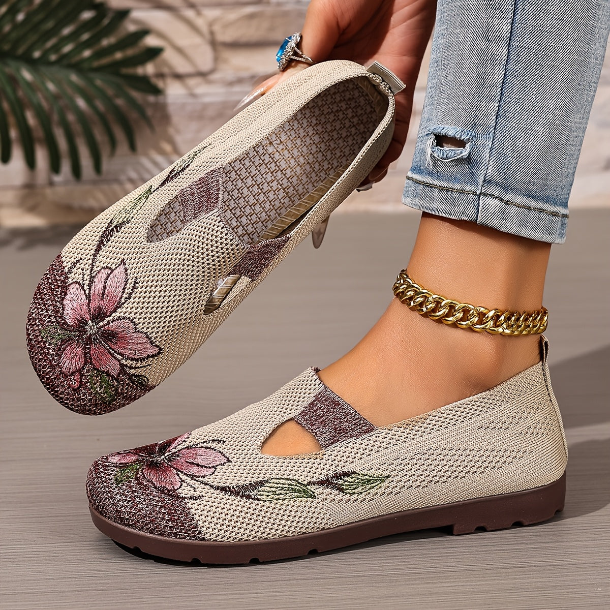 Marjorie | Embroidered Slip-On Flats