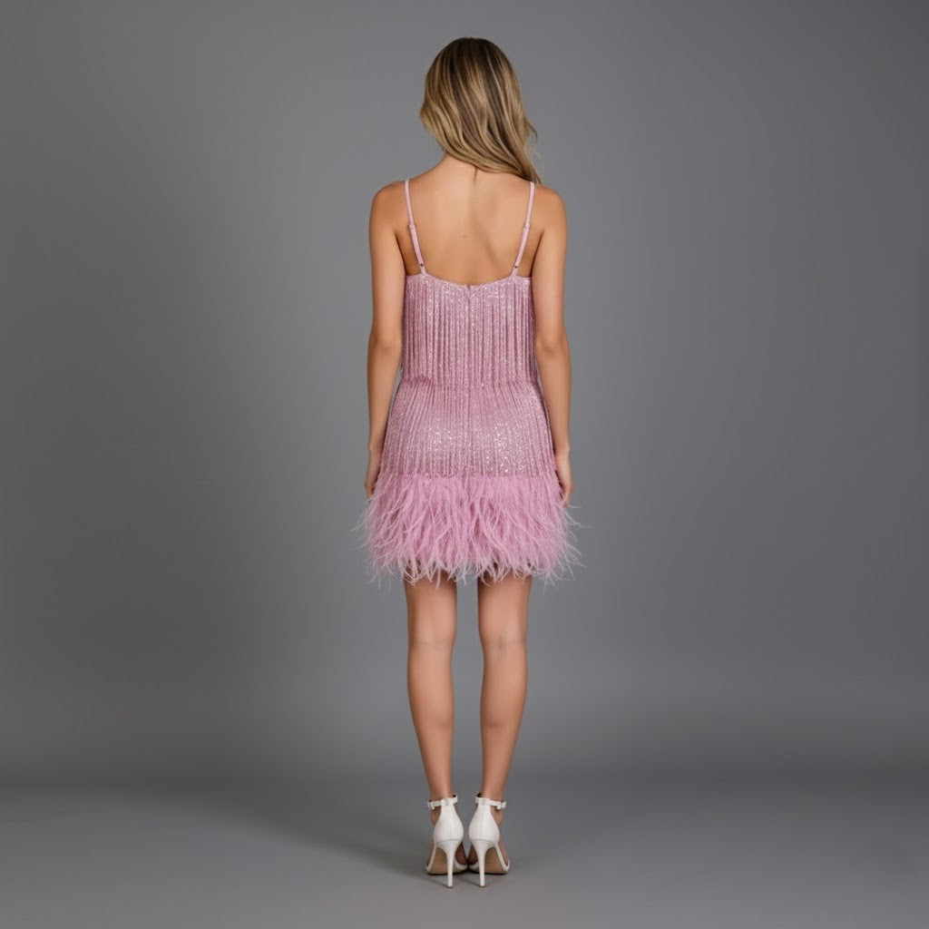 Anastasia | Fringe & Feather Party Dress