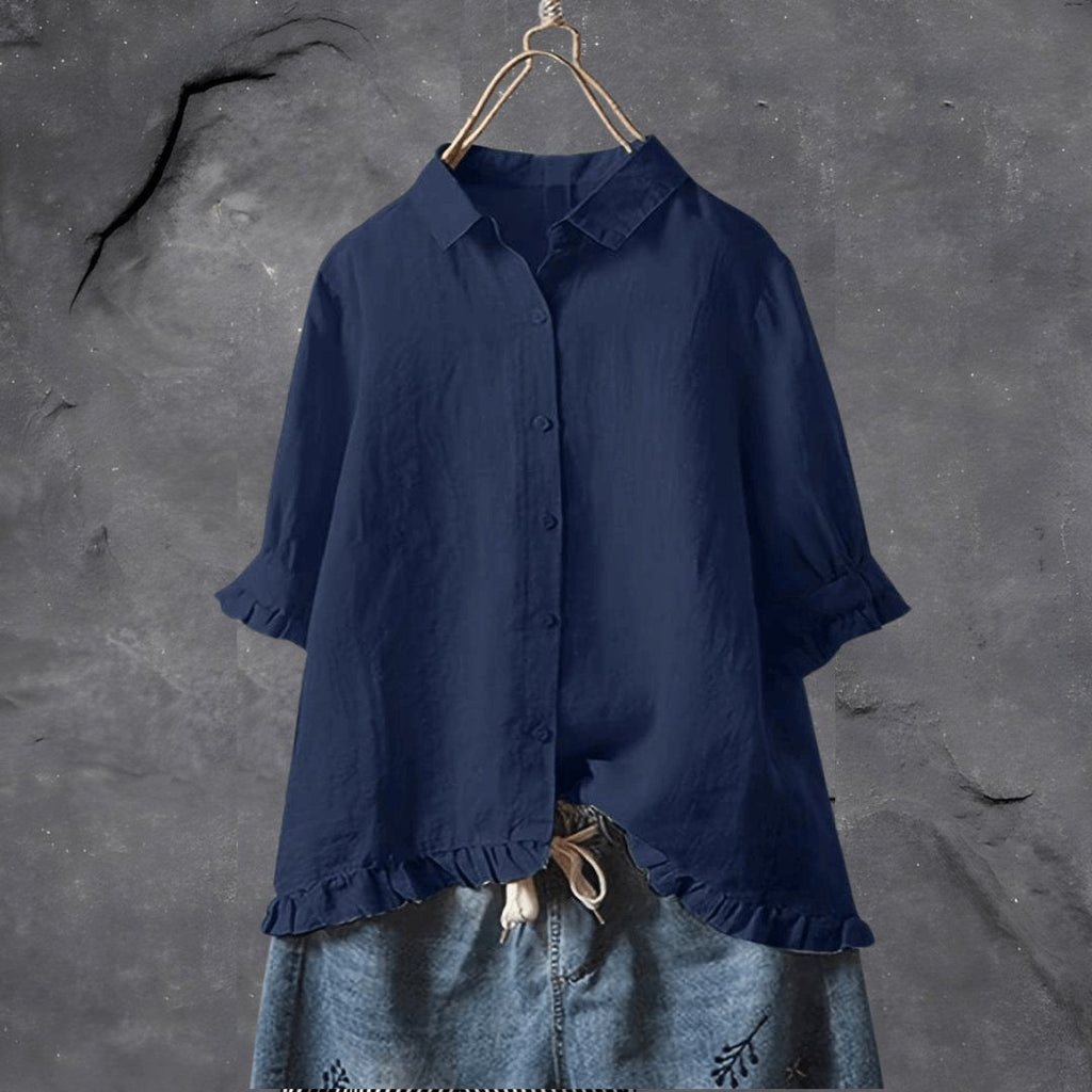 Willa | Ruffle-Hem Collared Blouse