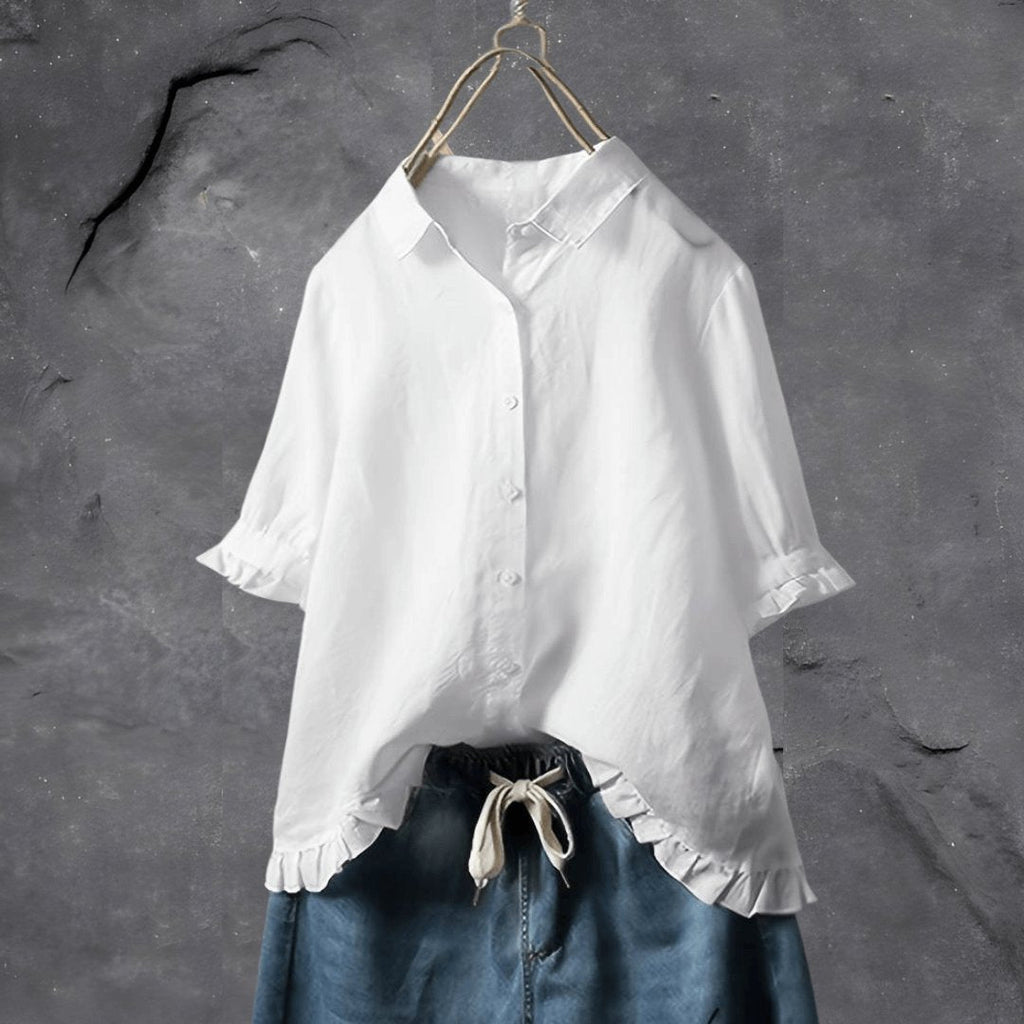 Willa | Ruffle-Hem Collared Blouse