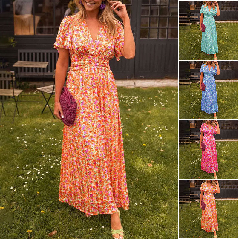 Emily | Classic V-Neck Floral Dress